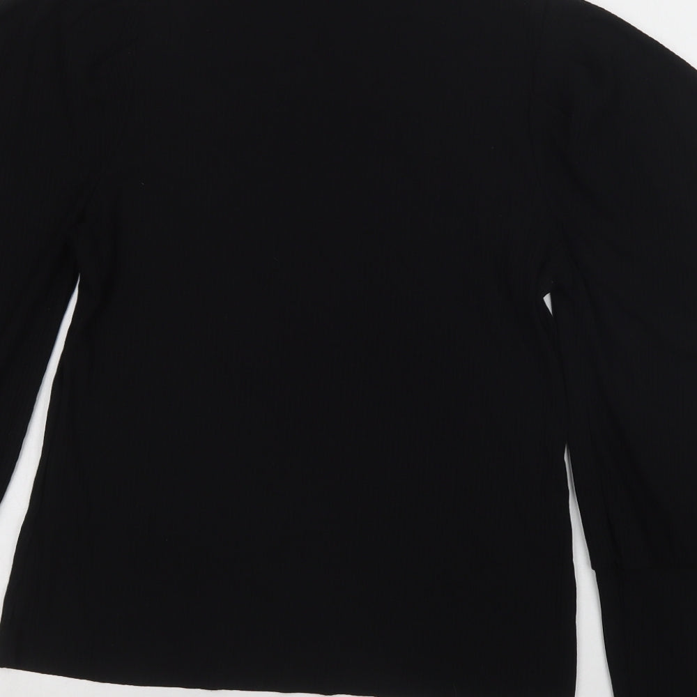 SheIn Womens Black  Polyester Basic Blouse Size S Mock Neck