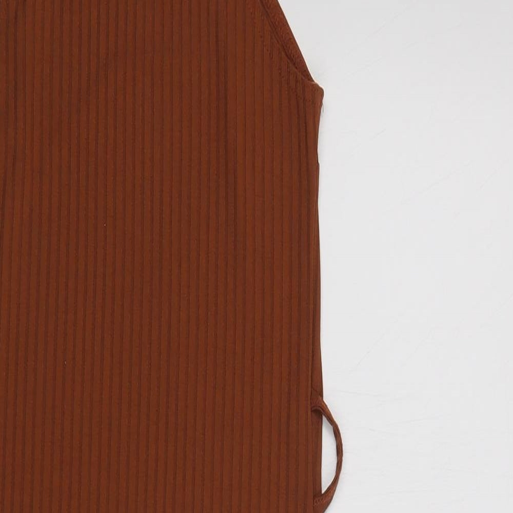 Select Womens Brown  Polyester Bodycon  Size 6  High Neck