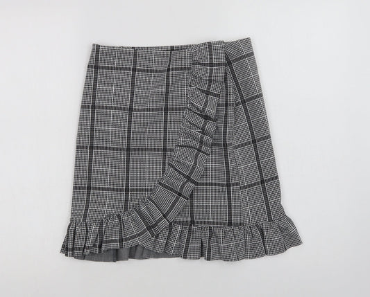 VERO MODA Womens Grey Check Polyester Mini Skirt Size S