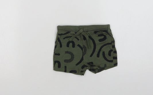 F&F Baby Green Geometric Cotton Jogger Leggings Size 3-6 Months  Drawstring