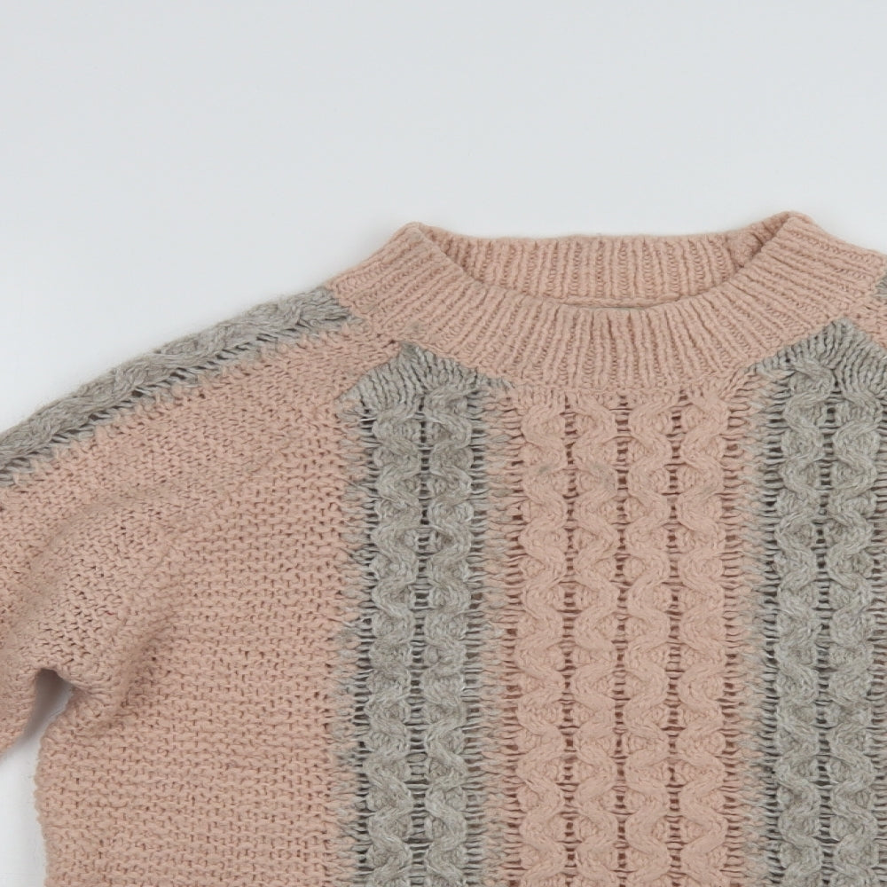 Papaya Womens Pink Mock Neck  Acrylic Pullover Jumper Size S