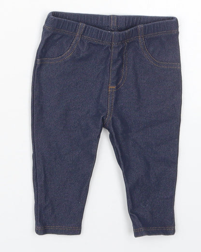 Preloved NEXT Girls Blue  Cotton Capri Jeans Size 3-6 Months - Front