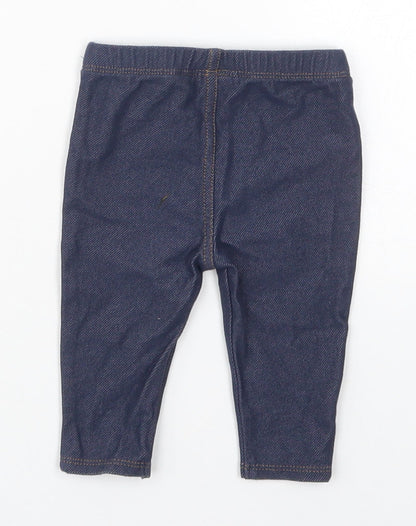 Preloved NEXT Girls Blue  Cotton Capri Jeans Size 3-6 Months - Back