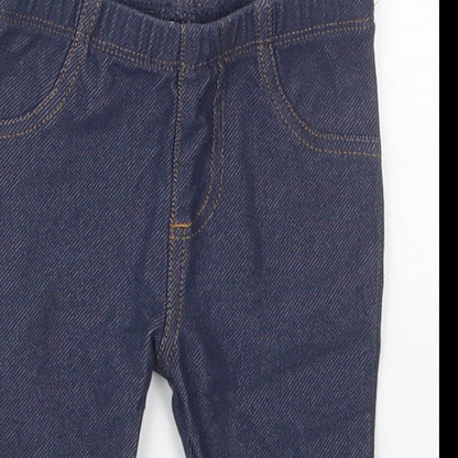 Preloved NEXT Girls Blue  Cotton Capri Jeans Size 3-6 Months - Detail