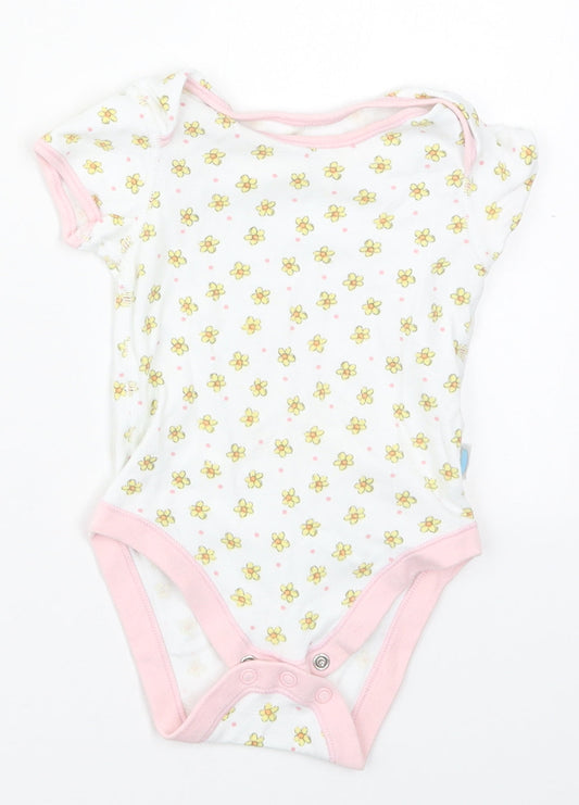 Marks and Spencer Girls Multicoloured Floral Cotton Babygrow One-Piece Size 3-6 Months  Button