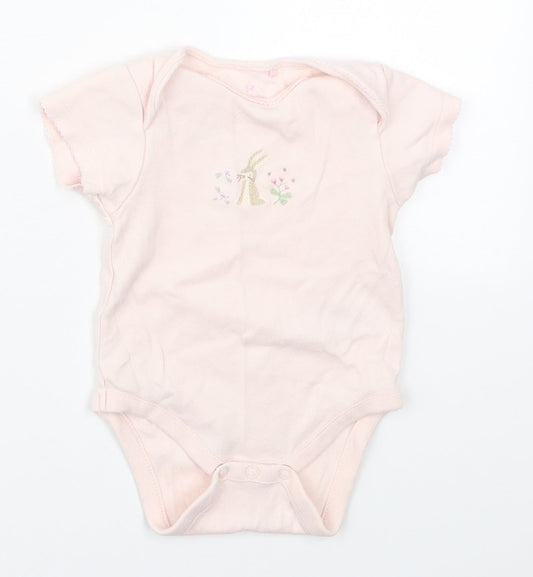 NEXT Girls Pink  Cotton Babygrow One-Piece Size 3-6 Months  Button - Rabbit