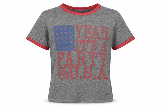 Lyric Culture Womens Grey  Cotton Basic T-Shirt Size L Round Neck - Party in the USA Miley Cyrus