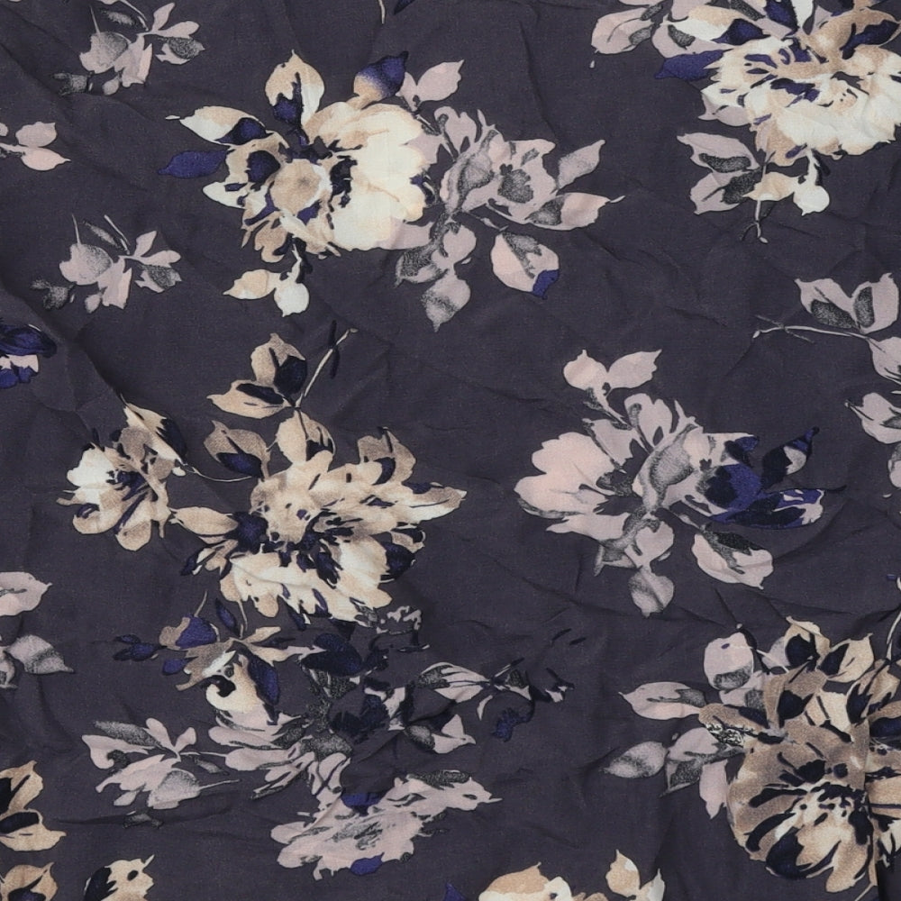 F&F Womens Blue V-Neck Floral Viscose Cardigan Jumper Size 10   - Open front