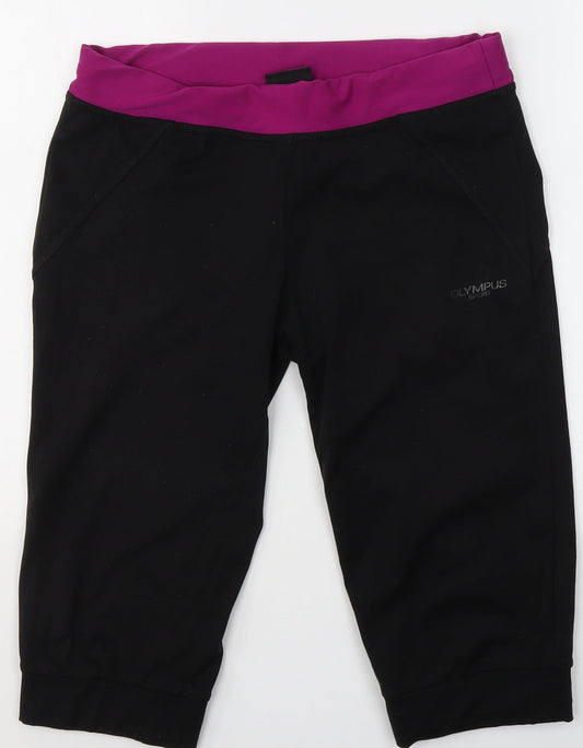 Olympus Womens Black  Polyester Compression Shorts Size 8 L16 in Regular