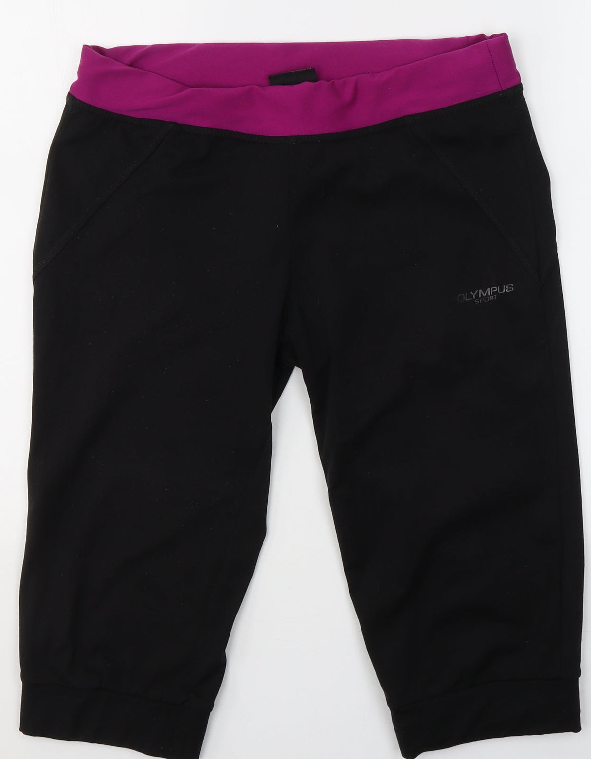 Olympus Womens Black  Polyester Compression Shorts Size 8 L16 in Regular