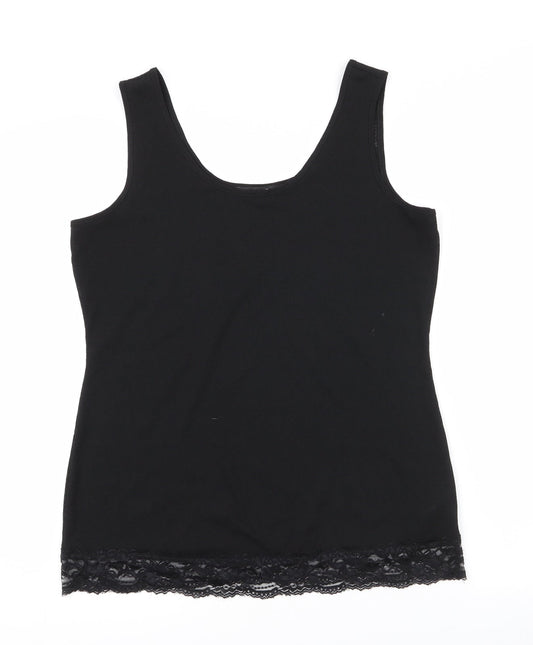 NEXT Womens Black  Polyester Basic Tank Size 12 Round Neck