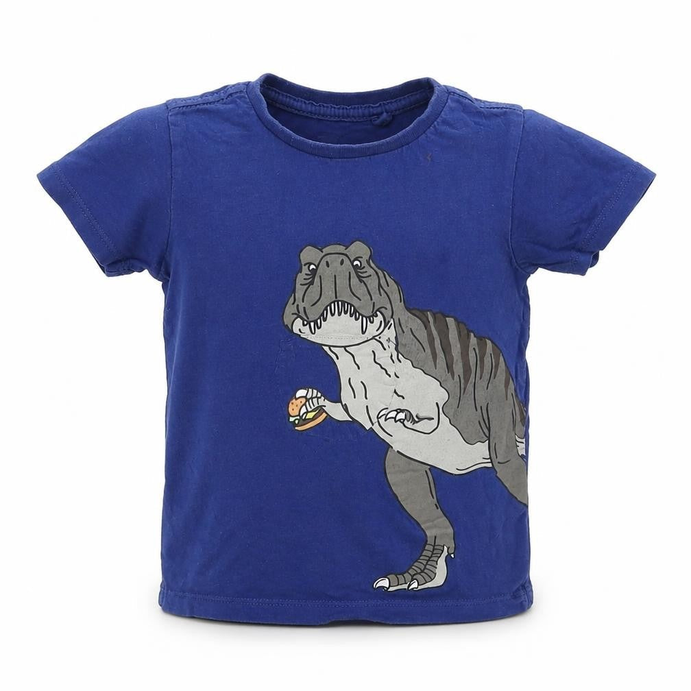 Cotton On Boys Blue  Cotton Basic T-Shirt Size 3 Years Crew Neck Pullover - Dinosaur