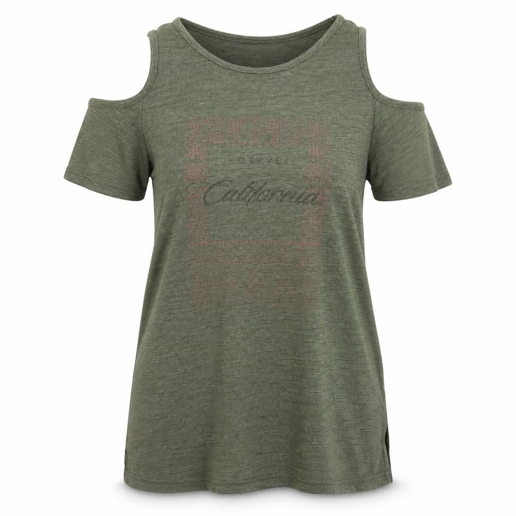 Atmosphere Womens Green  Viscose Basic T-Shirt Size 8 Crew Neck - cold shoulder