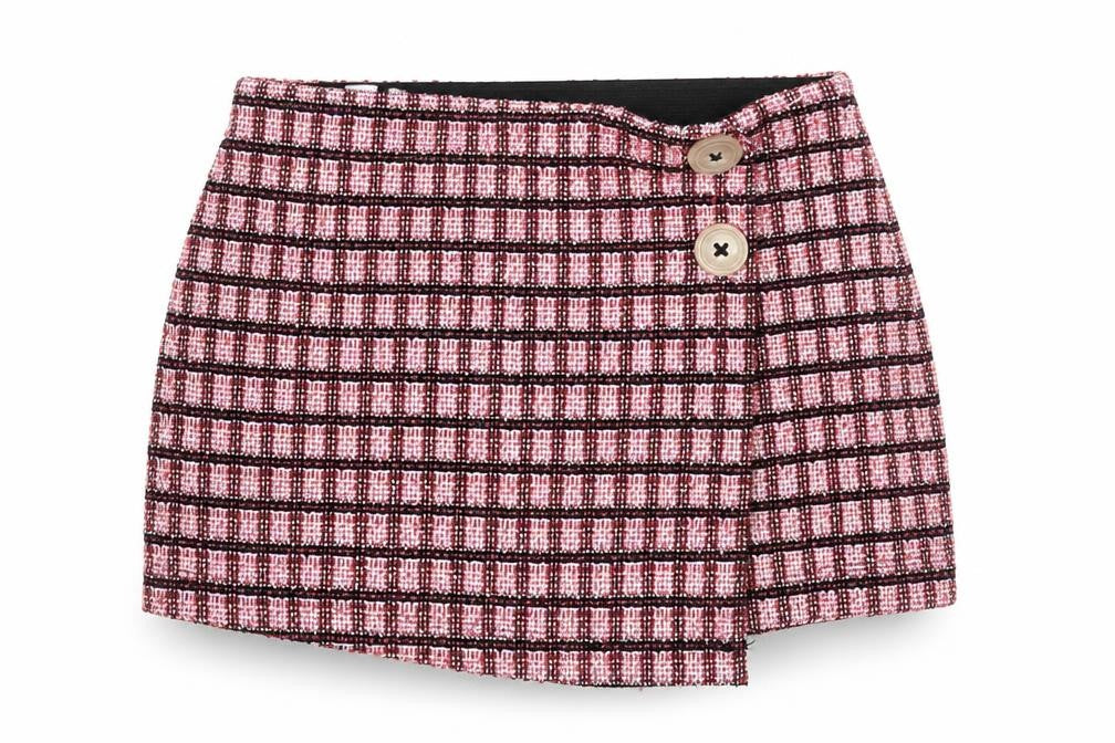 Primark Girls Pink Check Polyester A-Line Skirt Size 2 Years  Regular Button