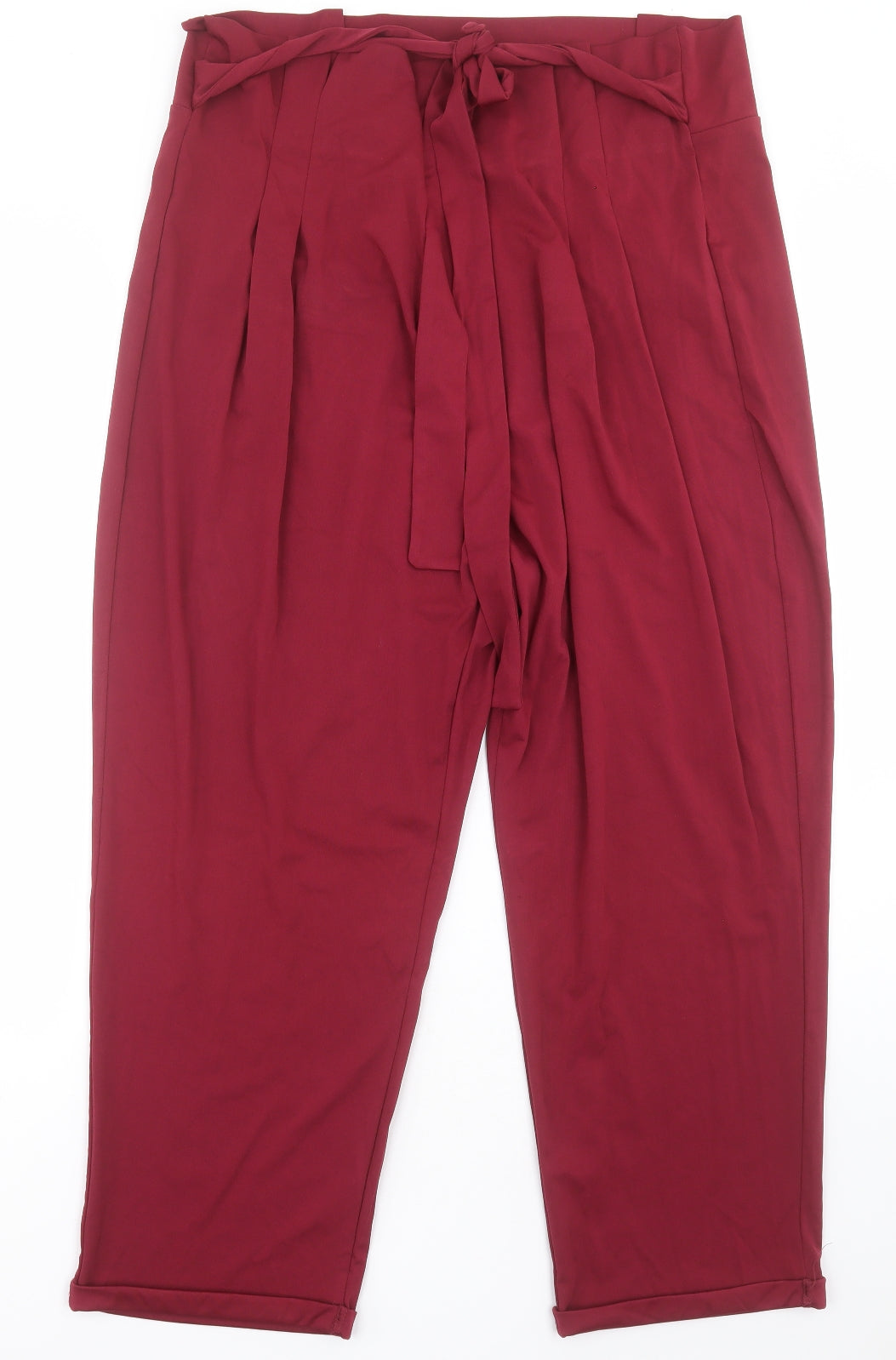 Preworn Womens Red  Polyester Trousers  Size XL L26 in Regular Button