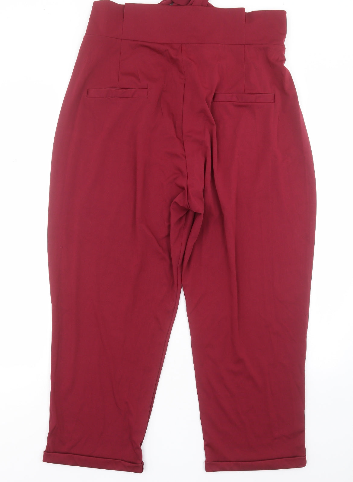 Preworn Womens Red  Polyester Trousers  Size XL L26 in Regular Button
