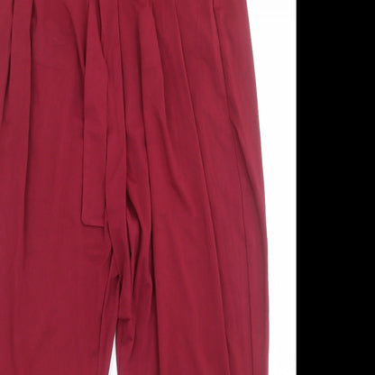 Preworn Womens Red  Polyester Trousers  Size XL L26 in Regular Button