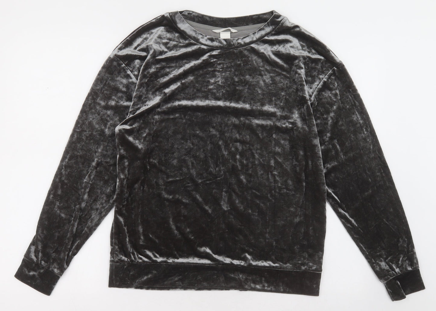 H&M Womens Grey Crew Neck  Polyester Pullover Jumper Size S