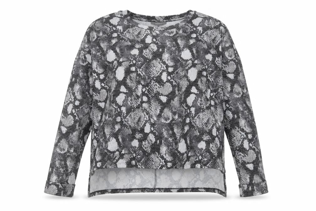 Primark Womens Grey Crew Neck Animal Print Polyester Pullover Jumper Size M