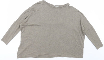 Zara Womens Green  Polyester Basic T-Shirt Size S Crew Neck
