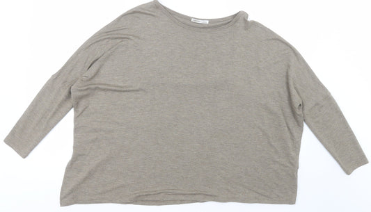Zara Womens Green  Polyester Basic T-Shirt Size S Crew Neck