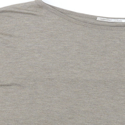 Zara Womens Green  Polyester Basic T-Shirt Size S Crew Neck