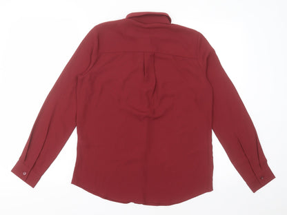 Preloved New Look Womens Red  Polyester Basic Button-Up Size 8 Collared - Back