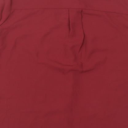 Preloved New Look Womens Red  Polyester Basic Button-Up Size 8 Collared - Label