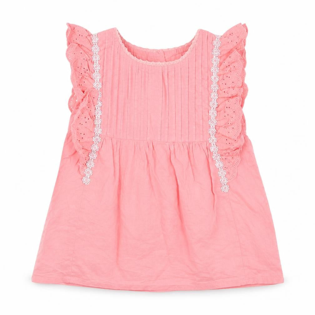 Matalan  Girls Pink  100% Cotton Basic Blouse Size 2-3 Years Round Neck Button