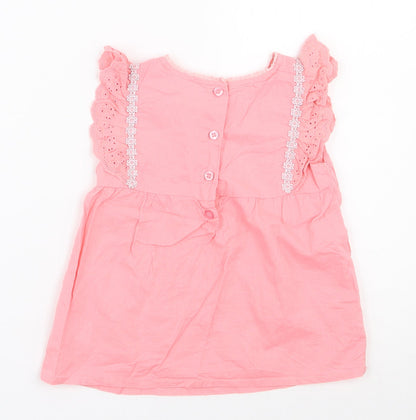 Matalan  Girls Pink  100% Cotton Basic Blouse Size 2-3 Years Round Neck Button