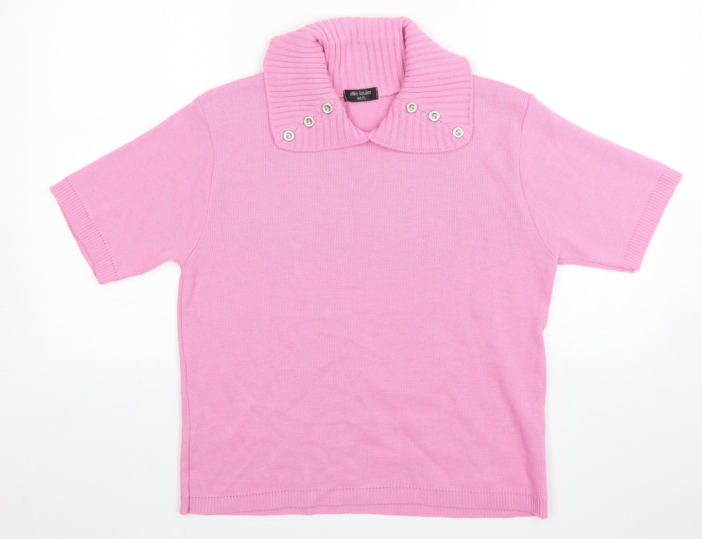 Ellie Louise Womens Pink Collared  Acrylic Pullover Jumper Size M