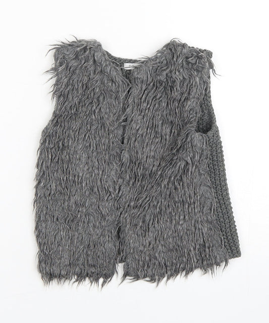 Primark Girls Grey   Gilet Coat Size 3-4 Years   - Fur Jacket
