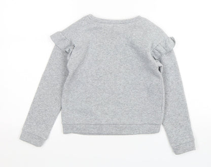 Jeff & Co Girls Grey  Polyester Pullover Sweatshirt Size 7-8 Years  Pullover
