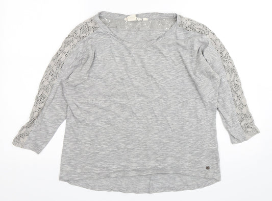 H&M Womens Grey  Cotton Basic T-Shirt Size M Round Neck