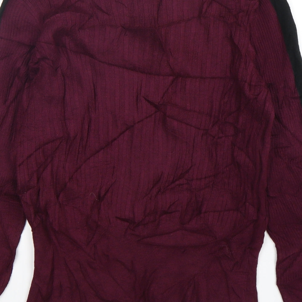 Marks and Spencer Womens Purple High Neck  Viscose Pullover Jumper Size 12