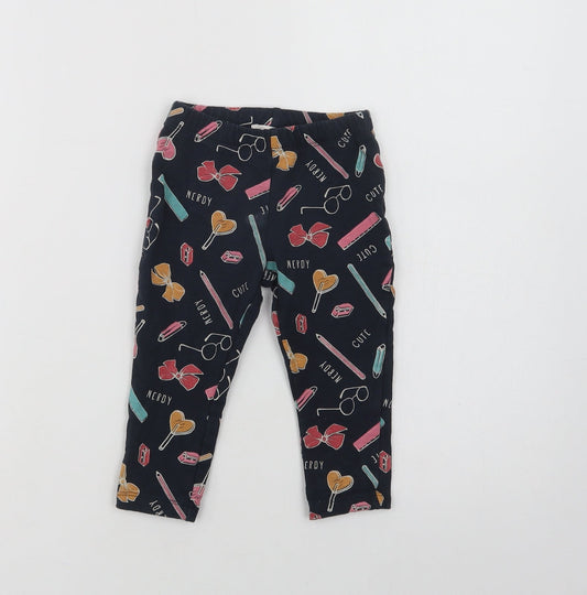 name it Baby Blue Geometric Cotton Jogger Leggings Size 12-18 Months   - Nerdy