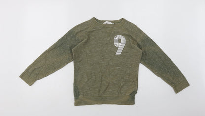 Preloved H&M Girls Green Batik Cotton Pullover Sweatshirt Size 9-10 Years - Front