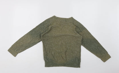 Preloved H&M Girls Green Batik Cotton Pullover Sweatshirt Size 9-10 Years - Back