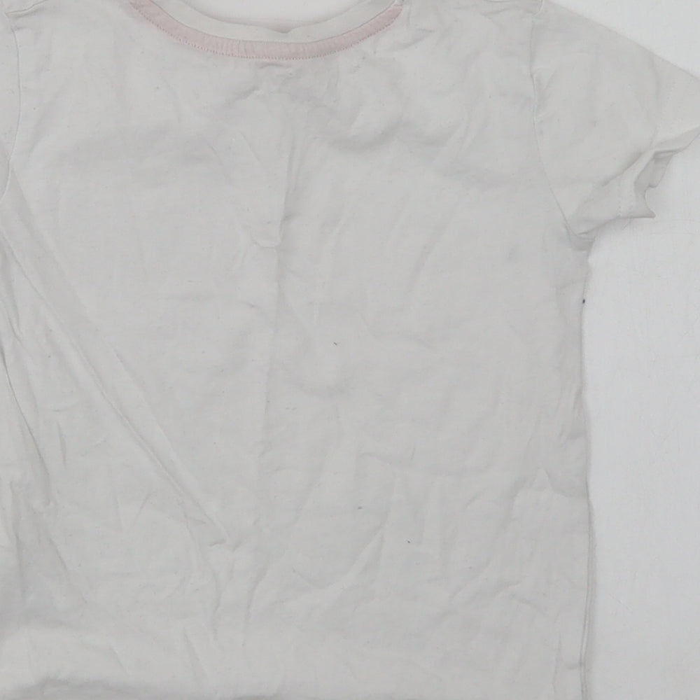 Dunnes Stores Girls White  Cotton Basic T-Shirt Size 3 Years Crew Neck