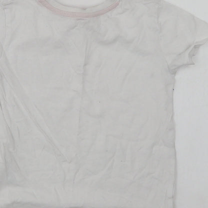 Dunnes Girls White  Cotton Basic T-Shirt Size 3 Years Crew Neck