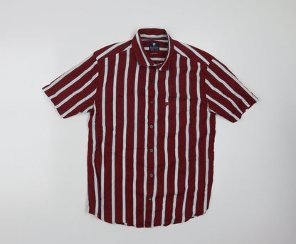Preloved Netplay Mens Red Striped Cotton  Button-Up Size S Collared Button - Front