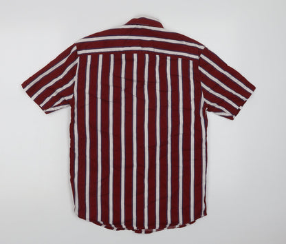 Preloved Netplay Mens Red Striped Cotton  Button-Up Size S Collared Button - Back