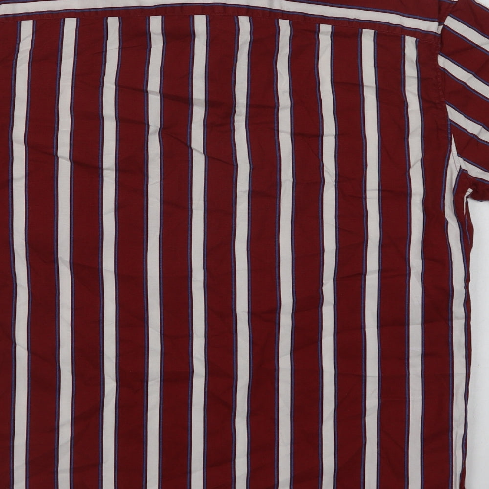 Netplay Mens Red Striped Cotton  Button-Up Size S Collared Button