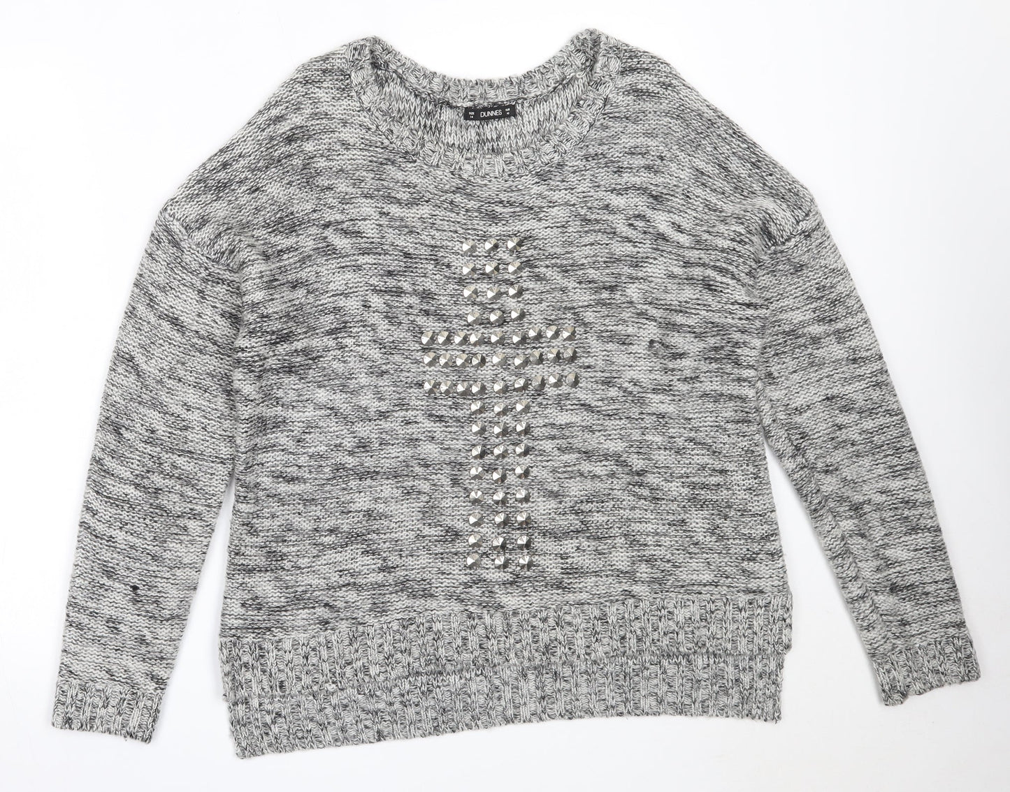 Dunnes Stores Womens Grey Round Neck  Acrylic Pullover Jumper Size 14