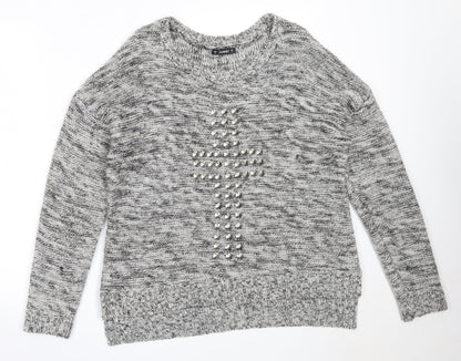 Dunnes Womens Grey Round Neck  Acrylic Pullover Jumper Size 14