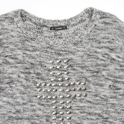 Dunnes Womens Grey Round Neck  Acrylic Pullover Jumper Size 14