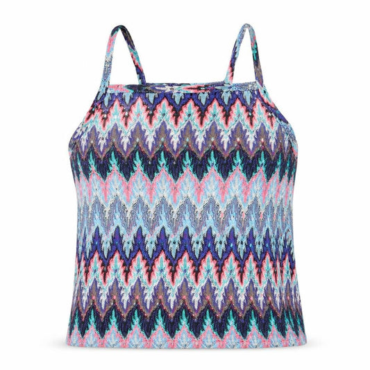 Atmosphere Womens Blue Geometric Polyester Basic Tank Size 10 Square Neck