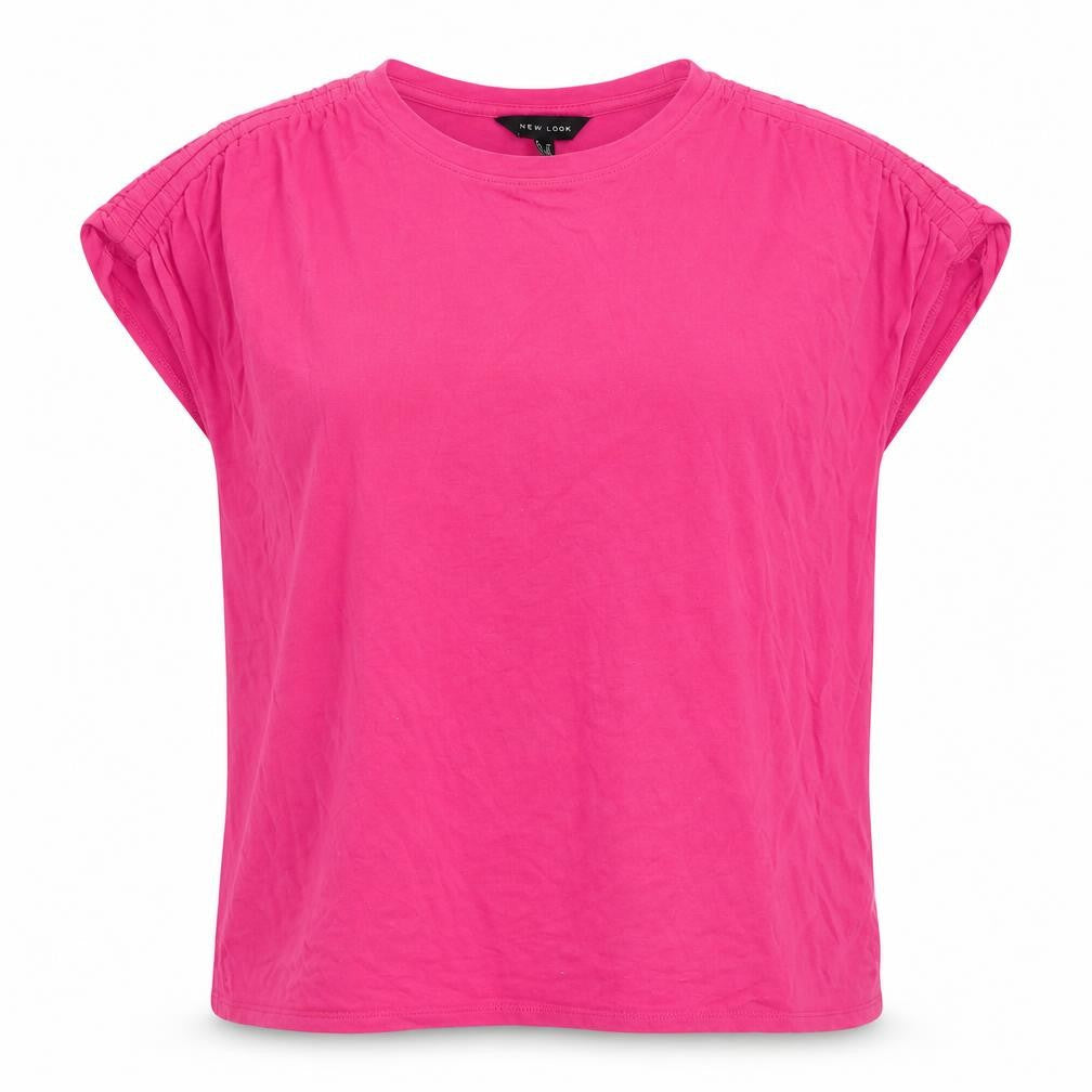 New Look Womens Pink  Viscose Basic T-Shirt Size 14 Round Neck