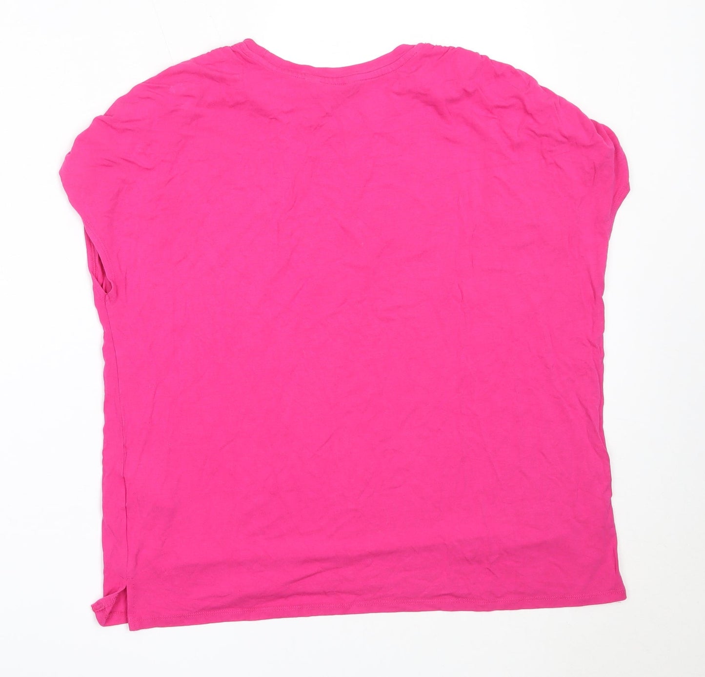New Look Womens Pink  Viscose Basic T-Shirt Size 14 Round Neck