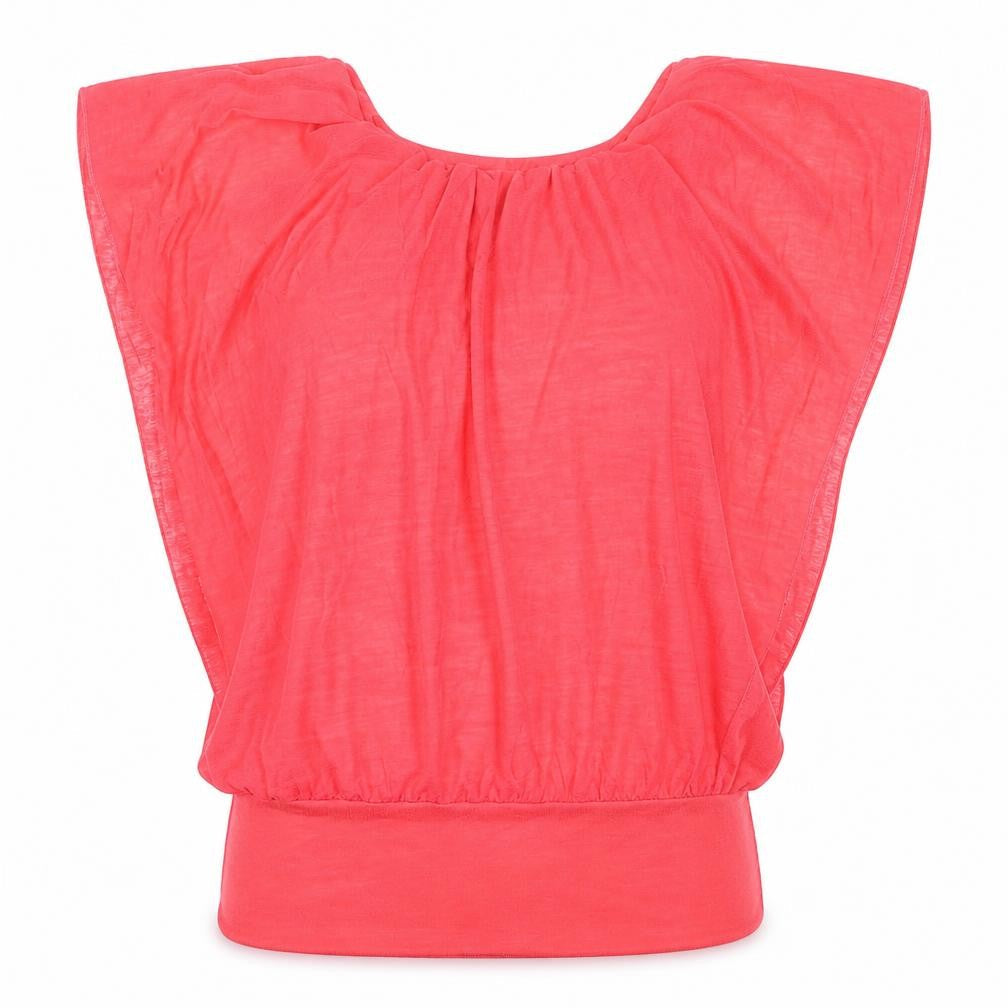 V London Womens Red  Viscose Basic Blouse Size M Round Neck